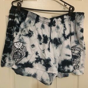 Women's Black and White Tie-Dye Shorts